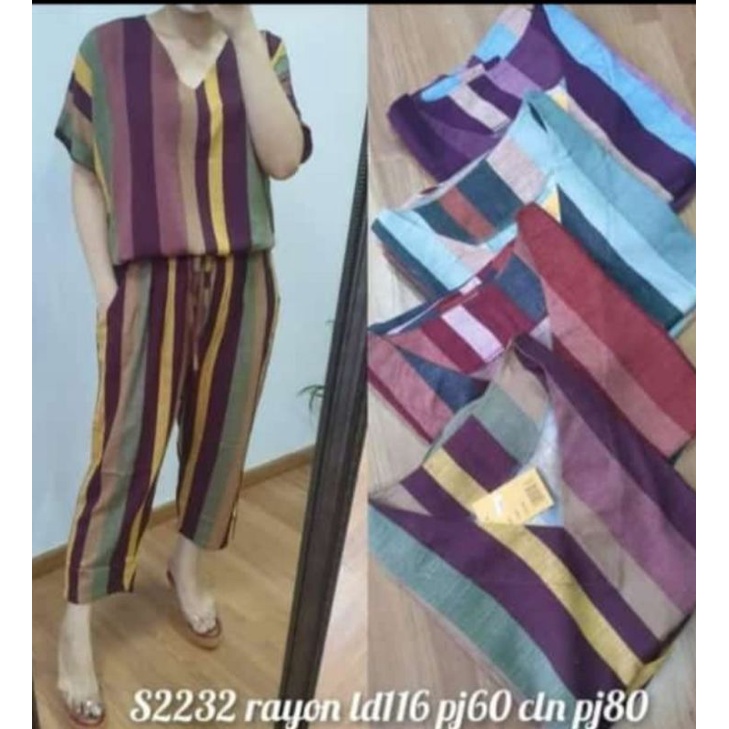 { Meteran 0.5 } Katun Rayon - Kain Rayon Viscose Motif Garis