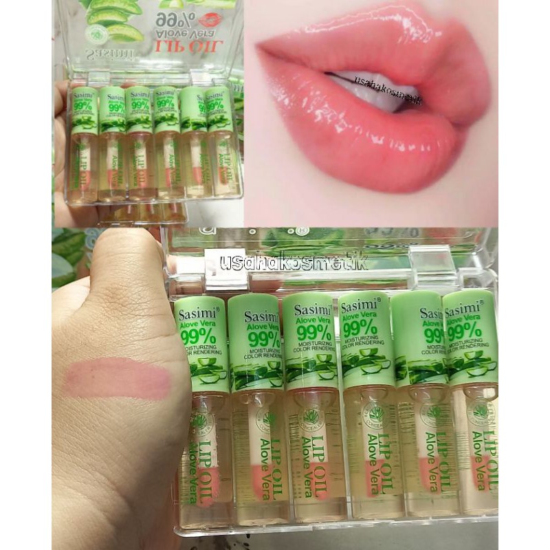 PROMO 6PCS LIP OIL VIT BIBIR 99%ALOEVERA SASIMI NO.2886