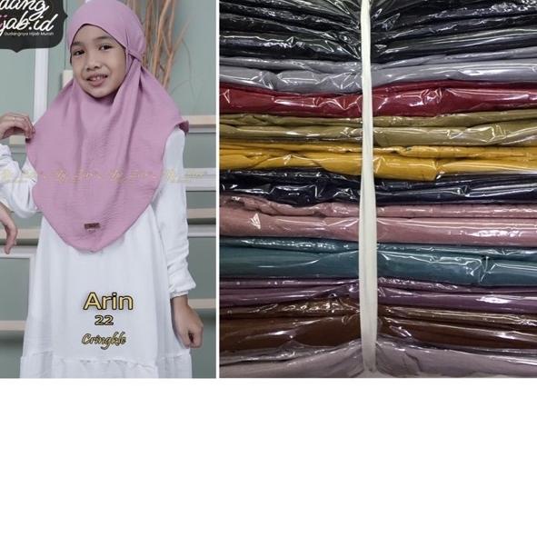 ♧ Bergo Crinkle Airflow Premium Anak Bergo Anak Crinkle Non Pet Bergo Anak Hijab Instan Anak Bergo M