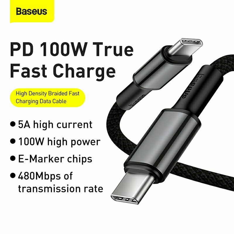 Baseus Original Kabel Data High Density TYPE C TO TYPE C 100W 5A Super Fast Charging Quick Charge Cable PD Ori Tipe C