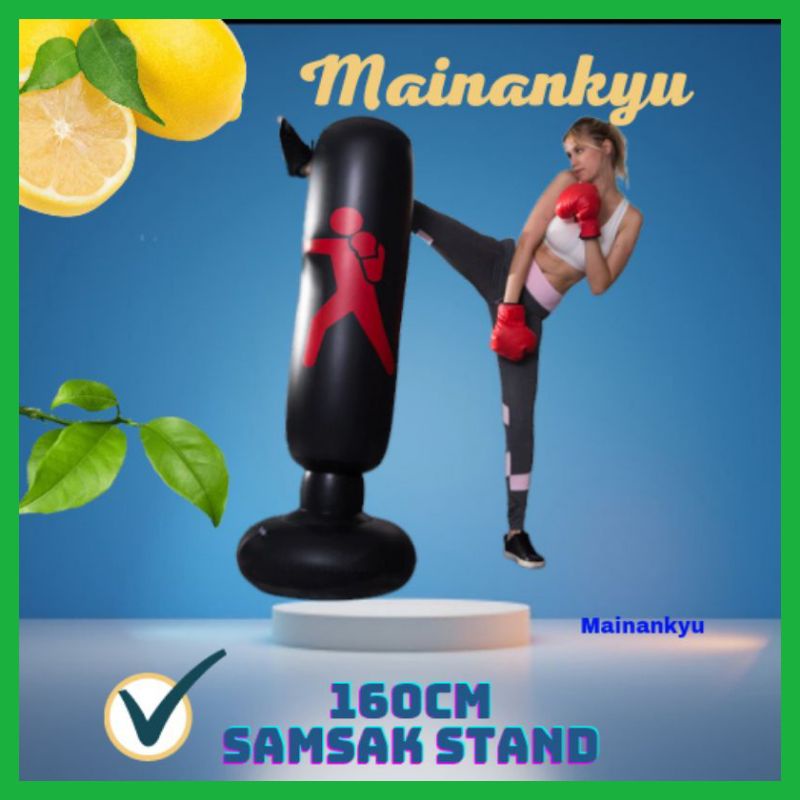 (MAINANKYU) Vertical Punching Bag Tiang Samsak Tinju Boxing Punch Target Inflatable 1.6 Meter