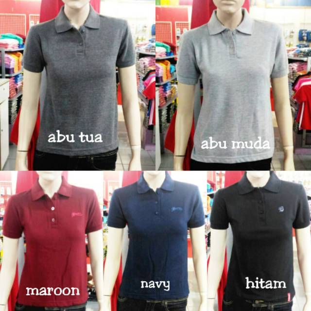 KAOS POLO SHIRT WANITA NAVY MAROON HITAM ABUTUA ABUMUDA