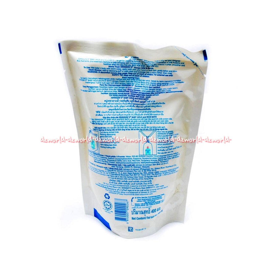 Johnson's Baby Bath Milk Rice 400ml Refill Sabun Bayi Untuk Membuat Kulit Lebih Lembut Halus Jonson Jhonson Johnson Sabun Susu Bayi Milk + Rice kemasan Pouch 400 ml