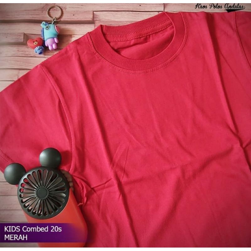 Baju kaos polos anak lengan pendek cotton merah