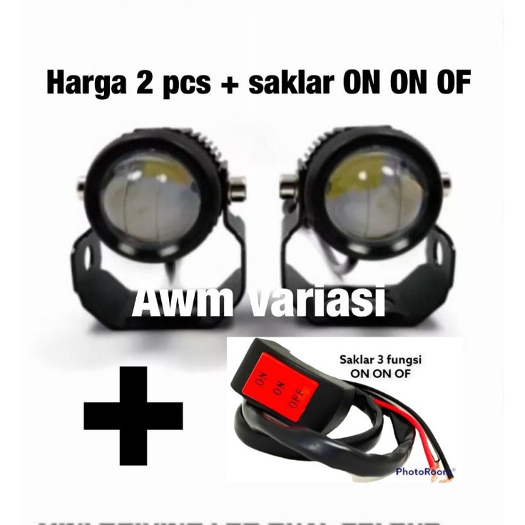 Lampu tembak Laser LED D2 mini 2 warna High low putih kuning waterproof di jamin terang