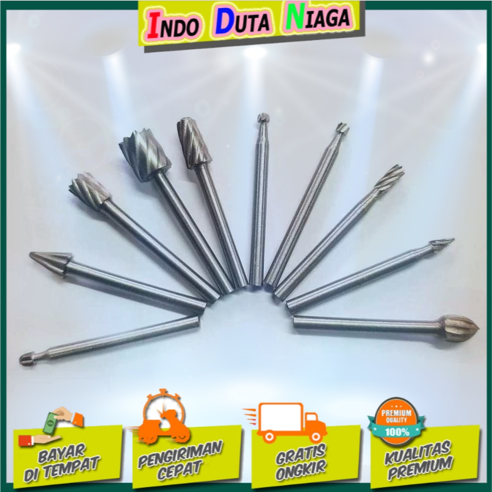 Taffware Mata Bor Tungsten Carbide Cone Spiral Bits 10 PCS - GJ0106