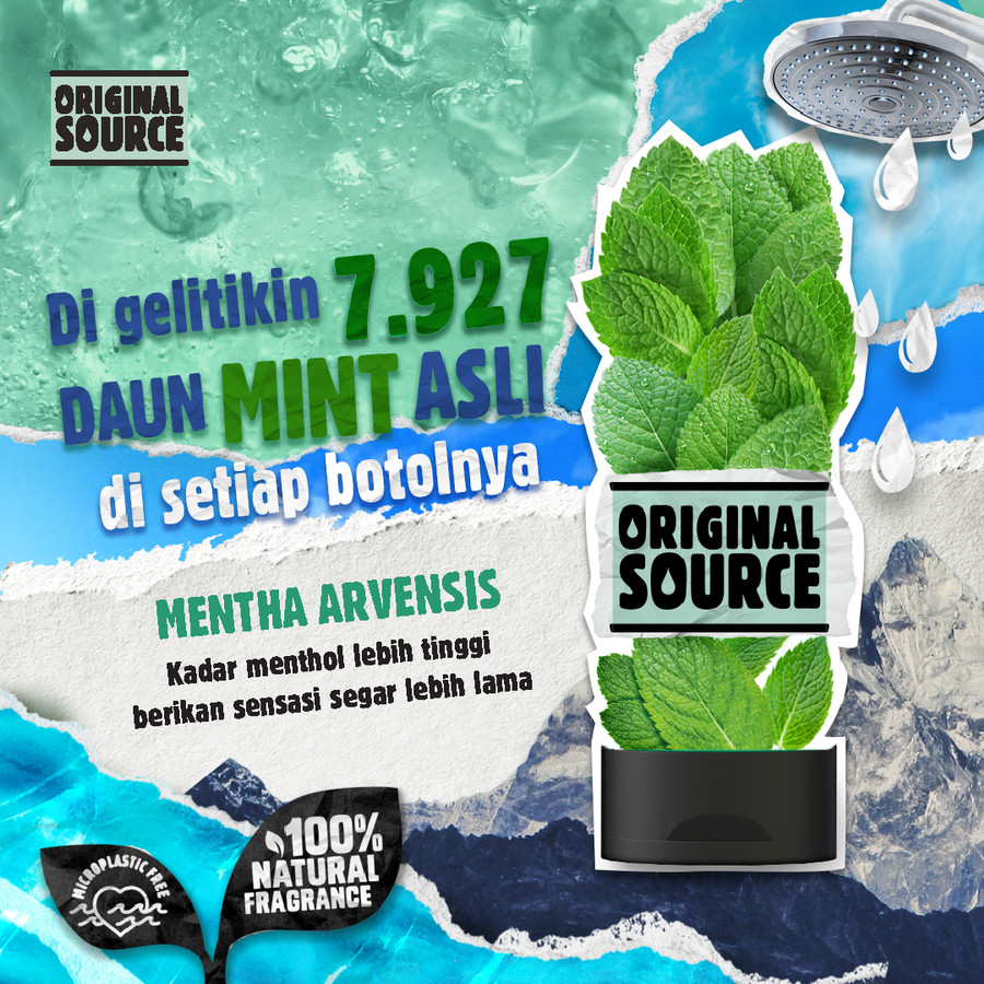 Original Source Body Wash Mint &amp; Tea Tree - Sabun Cair Vegan 500 ml