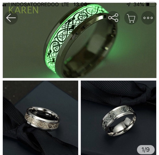 Cincin  titanium untuk cewek/ cowok glowing in the dark cincin couple titanium cincin ring