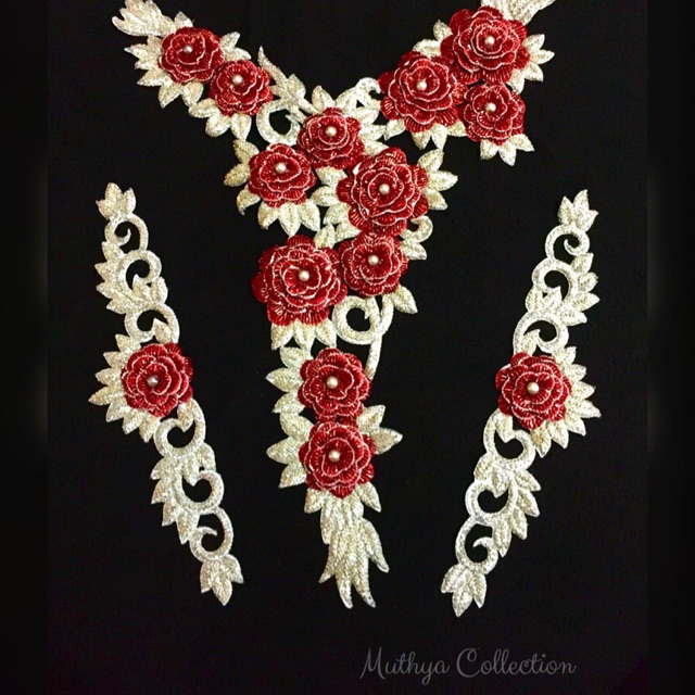 Renda Cantik Full Payet love Silver Red