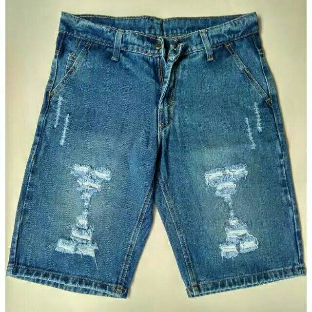 CELANA PENDEK JEANS SOBEK-SOBEK PRIA SIZE 27-32