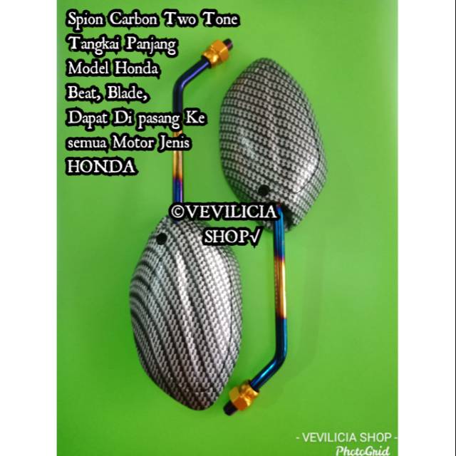 Spion karbon/carbon beat two tone tangkai panjang