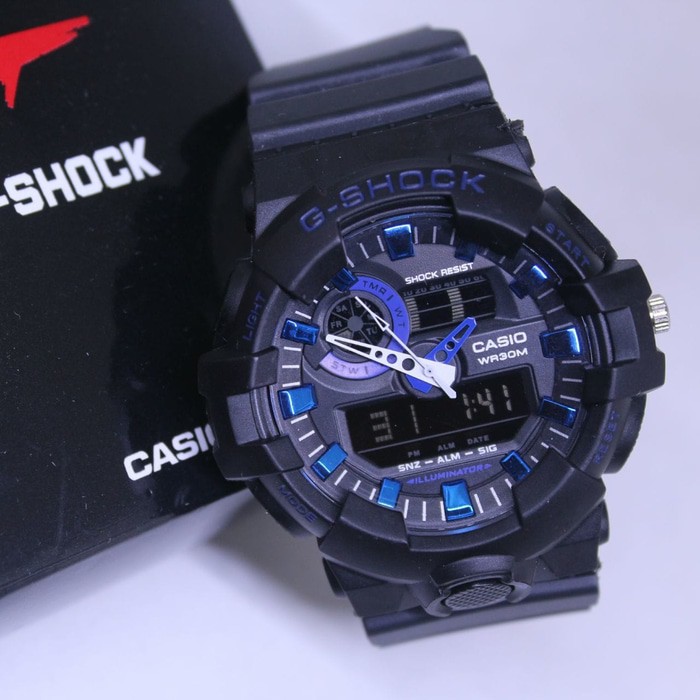 JAM TANGAN PRIA / COWOK G-SHOCK G SHOCK GA 700 BLACK LIST BLUE