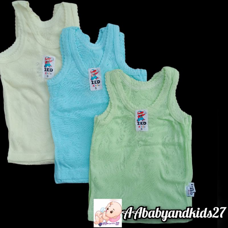 Zed Kids WARNA KHUSUS 3PC Kaos Dalam Bayi Model Bolong Bolong Untuk Harian Ukuran S M L XL SNI Nyaman Berkualitas