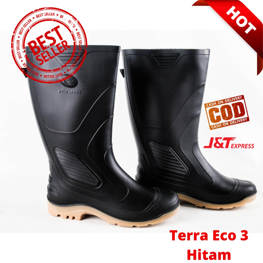 Sepatu Safety Boot Karet Panjang Boots Ap Terra Eco 3 Hitam Pria Wanita Untuk Berkebun Anti Banjir