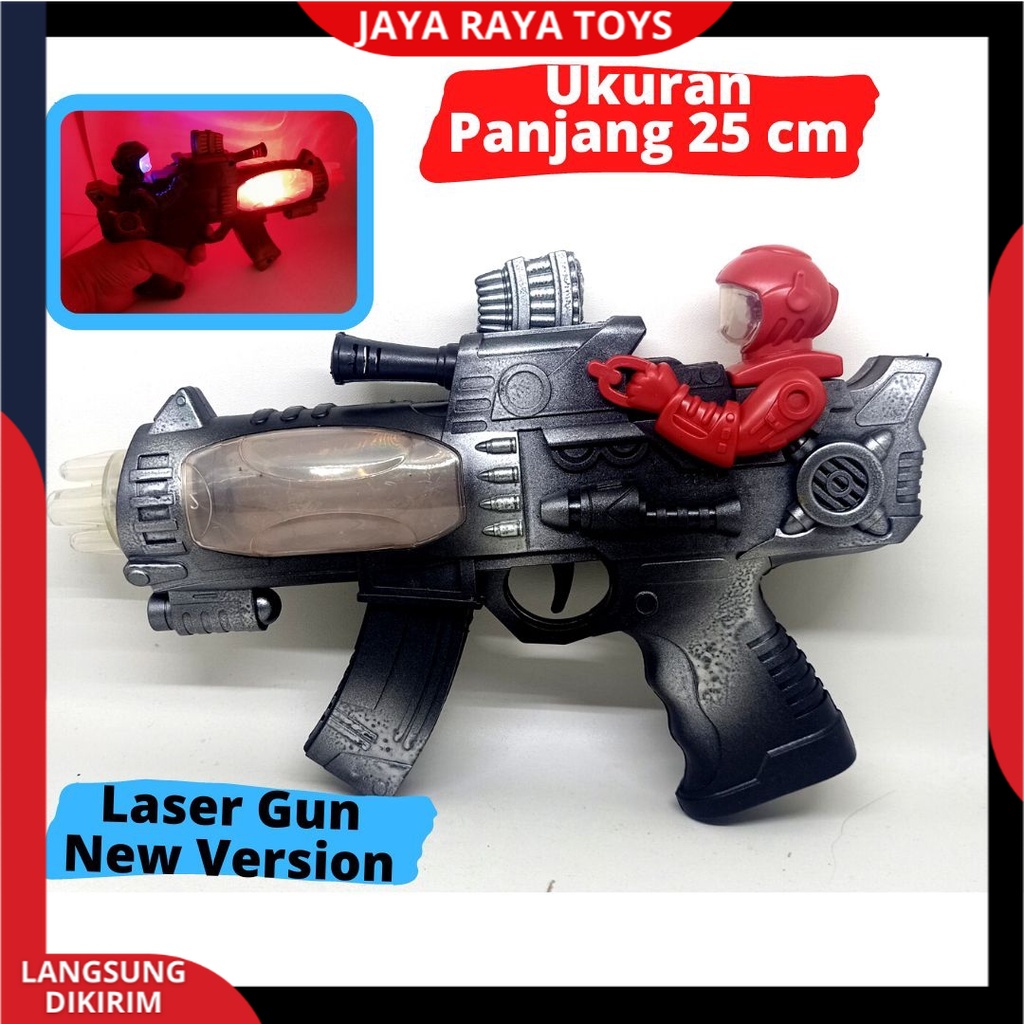 Mainan Anak Pistol Tembakan Laser Baterai LED / Mainan Tembak Nyala Lampu Dan Musik Terbaru