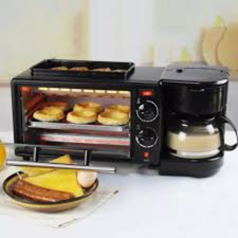 Breakfast Machine 3in1 Oven Pemanggang Roti Mesin Kopi Grill Pan Ove