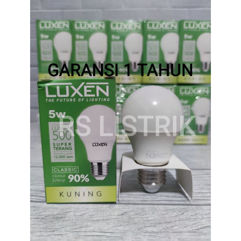 LUXEN LAMPU LED BULB 5W 5 WATT CLASSIC KUNING 3000K WARM WHITE