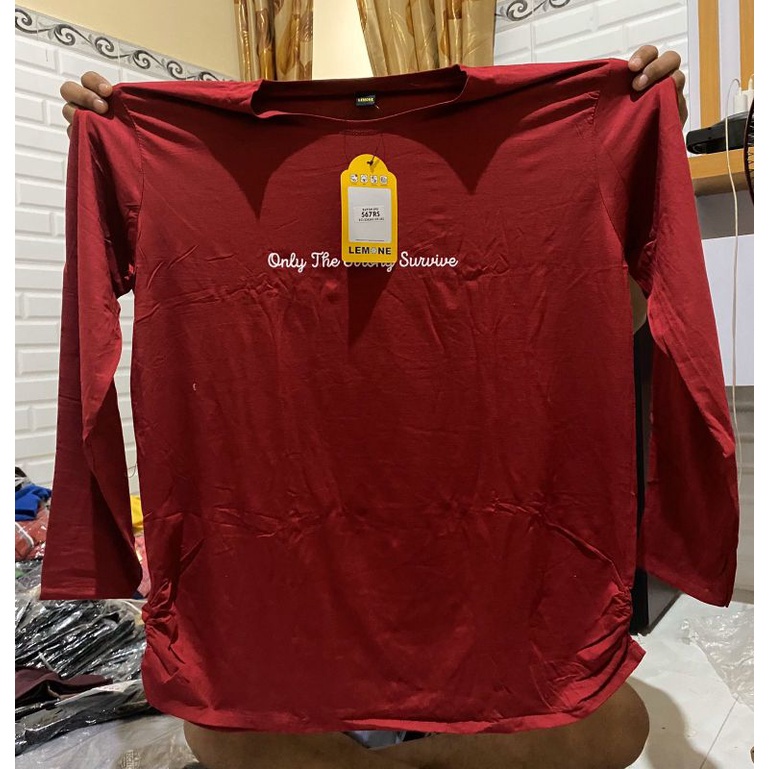 kaos jumbo merk lemone // kaos jumbo lengan panjang merk lemone ld 120-140