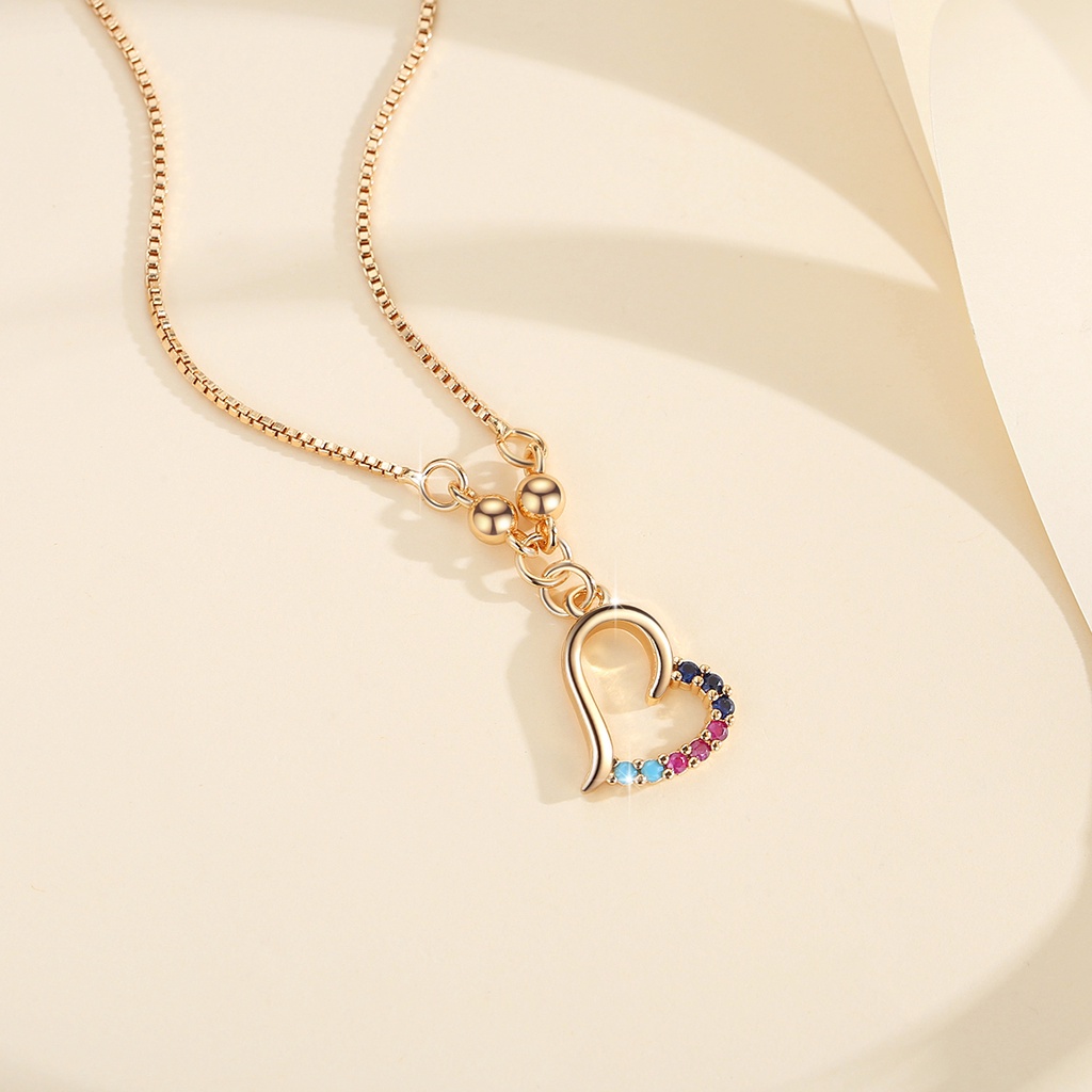 Y634 [COD✔] Kalung Wanita Korea Colorful Liontin Heart Rantai Klavikula Anti Karat Dan Anti Luntur Kalung