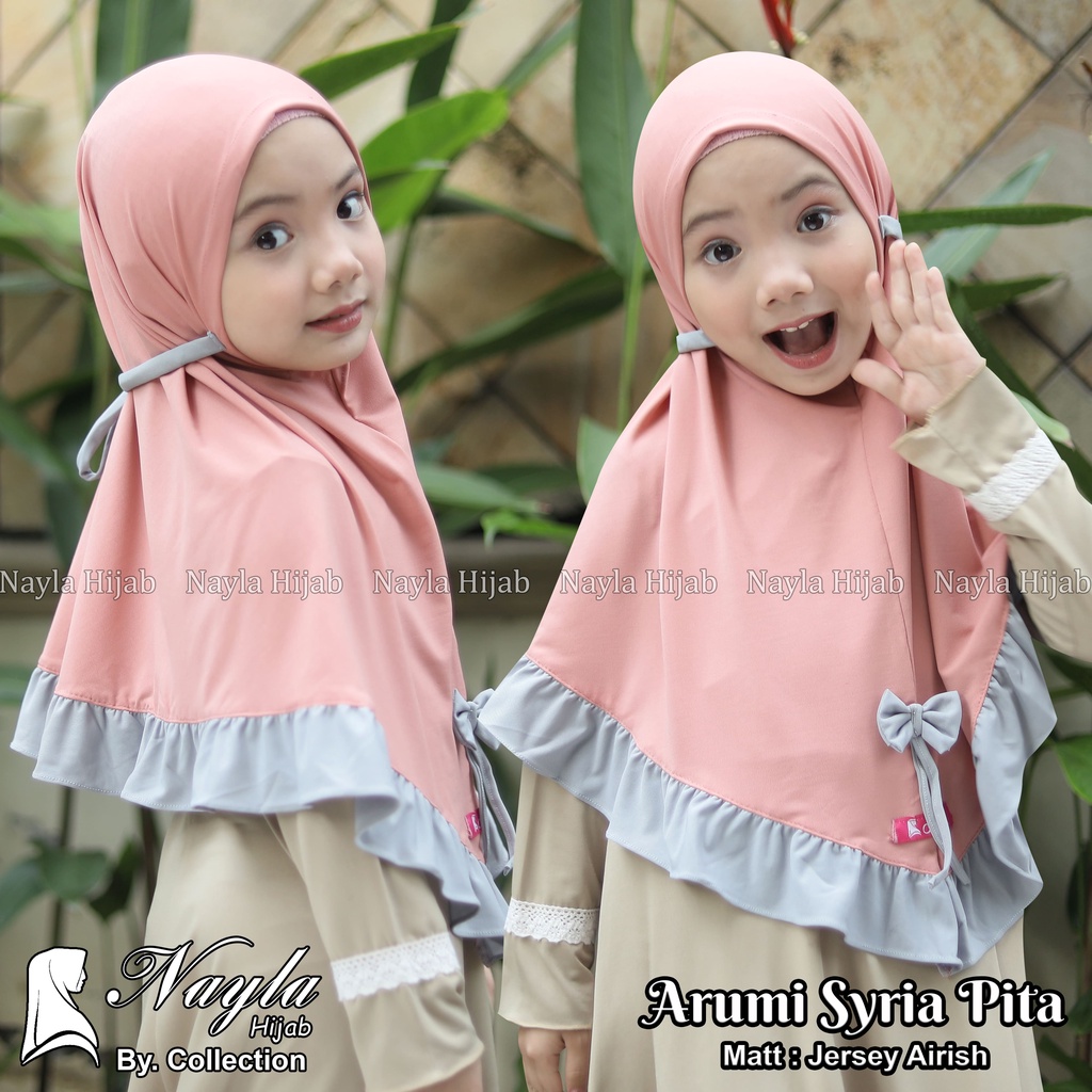 Kerudung Anak Instan Model ARUMI SYIRIA PITA Jersey Airis Hijab Anak Jersey Original Nayla Hija'b