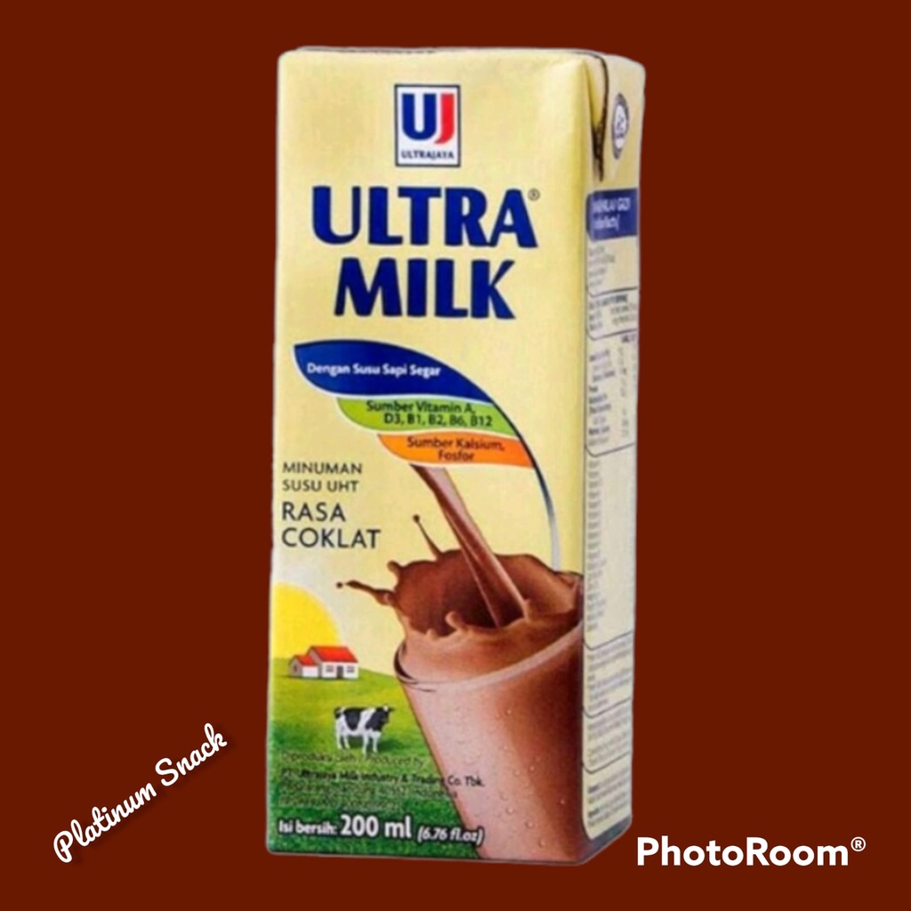 Susu UHT Ultra Milk 200 ml Cokelat, Strawberry, Full Cream 1 Dus (24 x 200 ml)