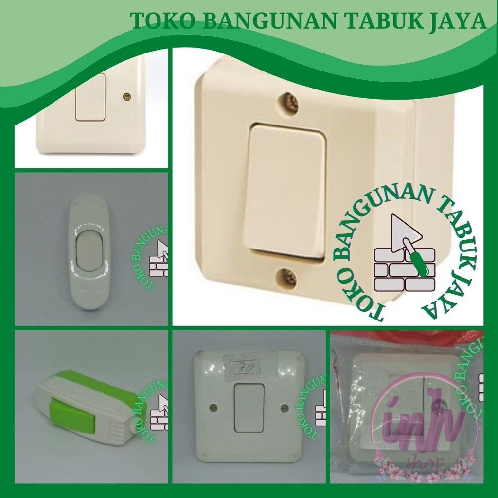 SAKLAR / SWITCH LAMPU BROCO ISI 1 TANAM DINDING / GANTUNG / TIMBUL