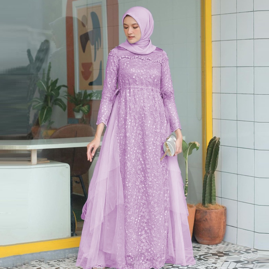 BISA BAYAR DITEMPAT / COD MAXI DRESS BRUKAT SERAGAM KONDANGAN OUTFIT PESTA KEKINIAN DRESS BROKAT MODERN GAMIS KAYLA DRESS RESEPSI