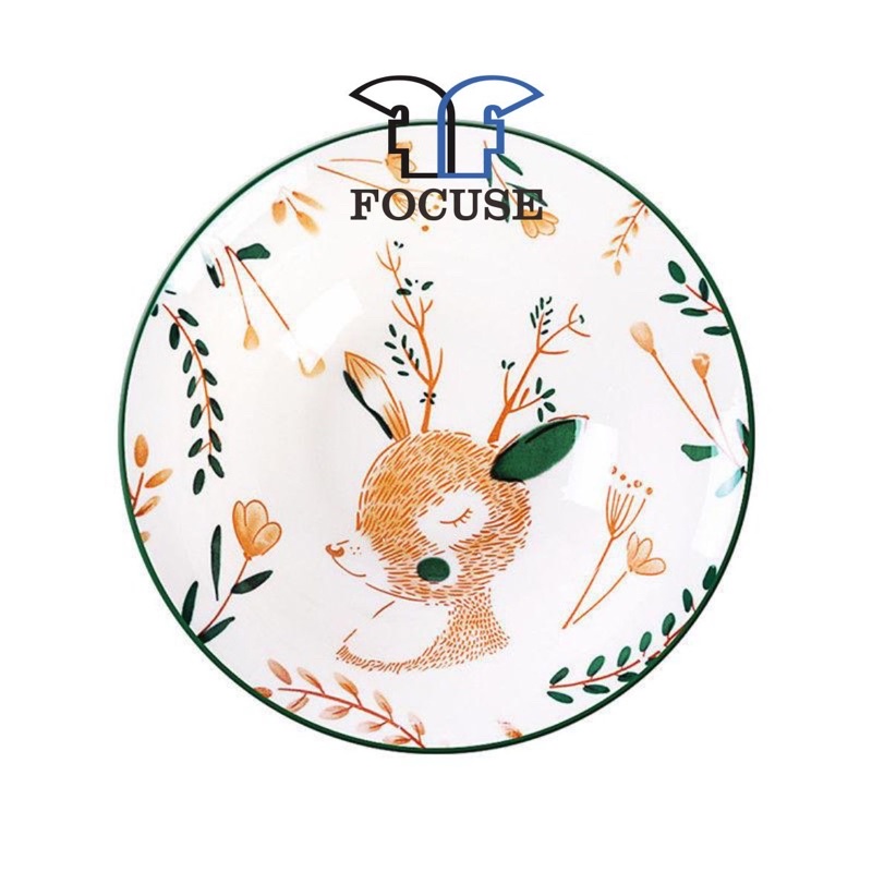 PIRING KERAMIK 8 INCH DEER FOOD PLATE PIRING MAKAN VARIASI MOTIF-2