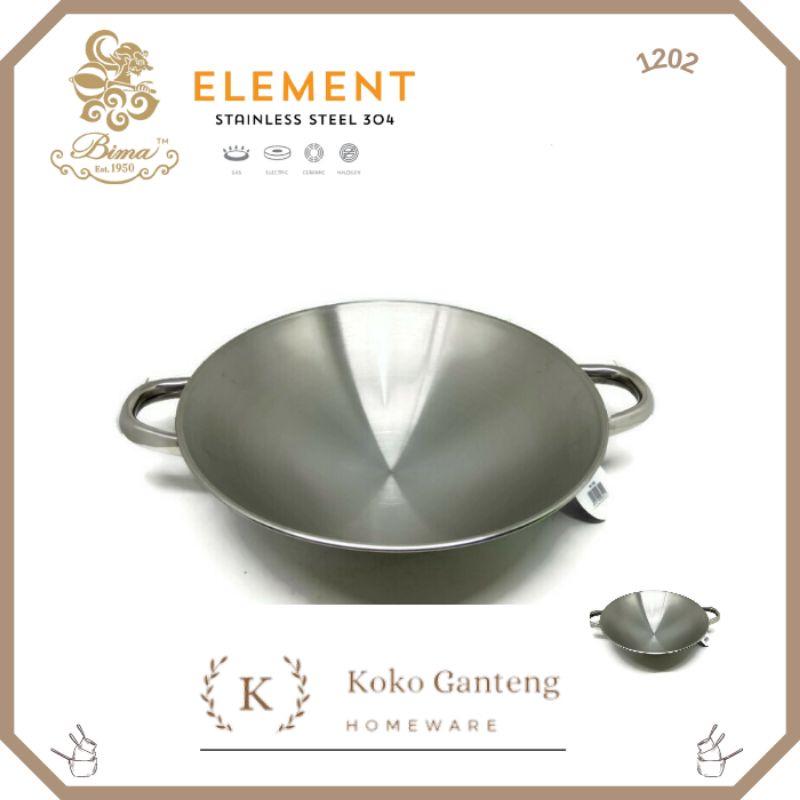 BIMA ELEMENT WAJAN STAINLESS STEEL 304 WAJAN 30CM PENGGORENGAN 1202 12"
