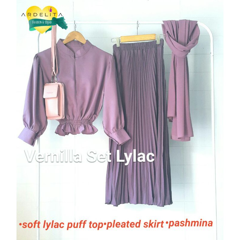 VERNILLA SET  KOMPLIT  HEMAT/PAKET  OOTD  HIJAB  PREMIUM/BAJU  BALON/SELEGRAM  OUTFIT