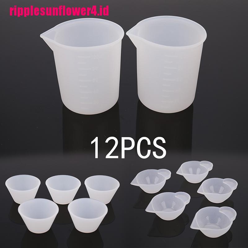 12pcs Gelas Ukur UV Resin Bahan Silikon Untuk Membuat Perhiasan