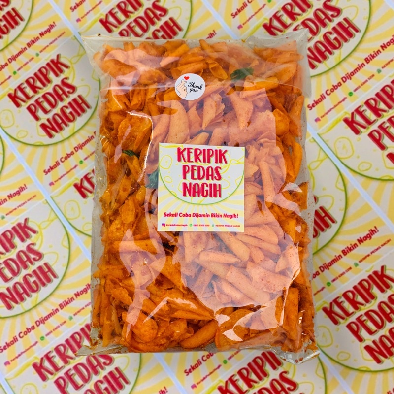 

KERIPIK PEDAS NAGIH (1/2kg) *dijamin bikin nagih*