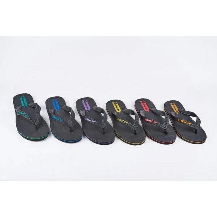 SATUAN Sandal Sendal Jepit Pria Swallow Black Pearl Hitam Ukuran Besar