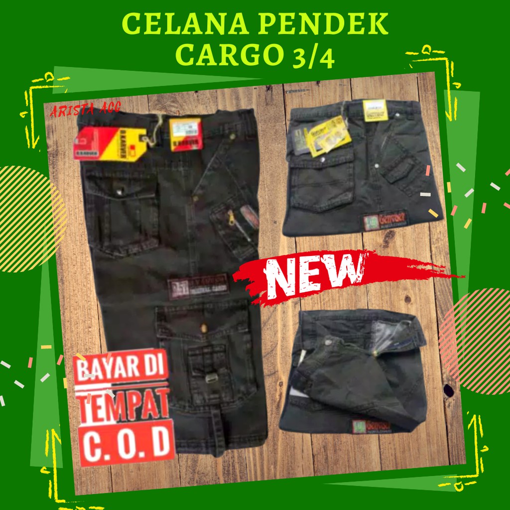 Celana Pendek Cargo Pria Bahan Jeans Model Kempol Outdoor Gunung PDL Mma Venum Gaya Casual Santai