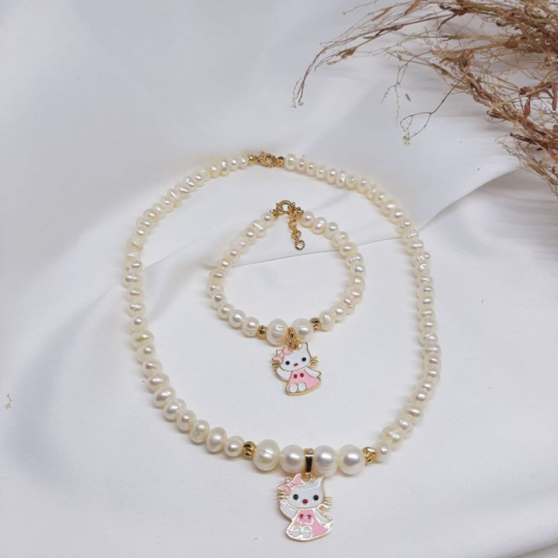 Set Kalung & Gelang Anak Mutiara Air Tawar Lombok