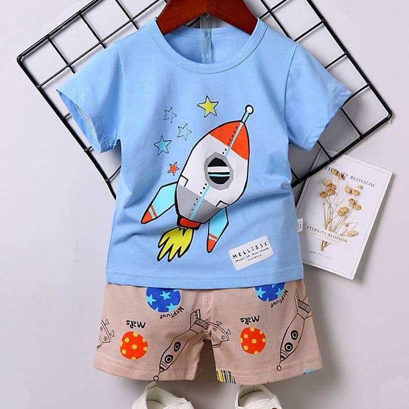 Setelan Santai Anak Cowok Playsuit Rocket Blue