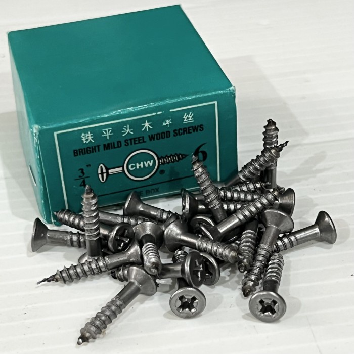 [25KOTAK] Sekrup Skrup Kayu (+) Wood Screws CHW 1/2&quot;x4mm 5/8&quot;x5mm 3/4&quot;x6mm