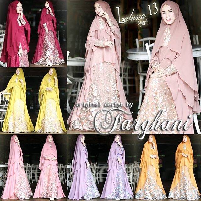 Laluna Syari Vol 13 by Farghani bahan ceruty mix tulle brokat furing jersy