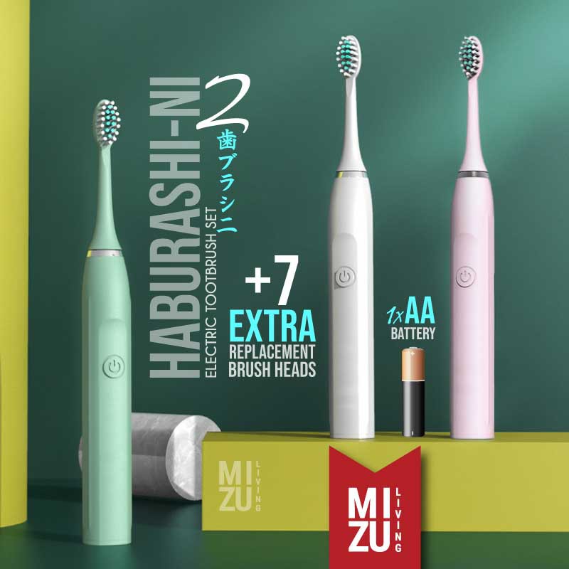 MIZU HABURASHI-NI Electric Toothbrush Set Sonic Vibration Sikat Gigi Elektrik Dewasa Battery