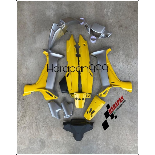 Cover body halus fiz r fiz r Vega lama warna kuning silver full set tanpa striping