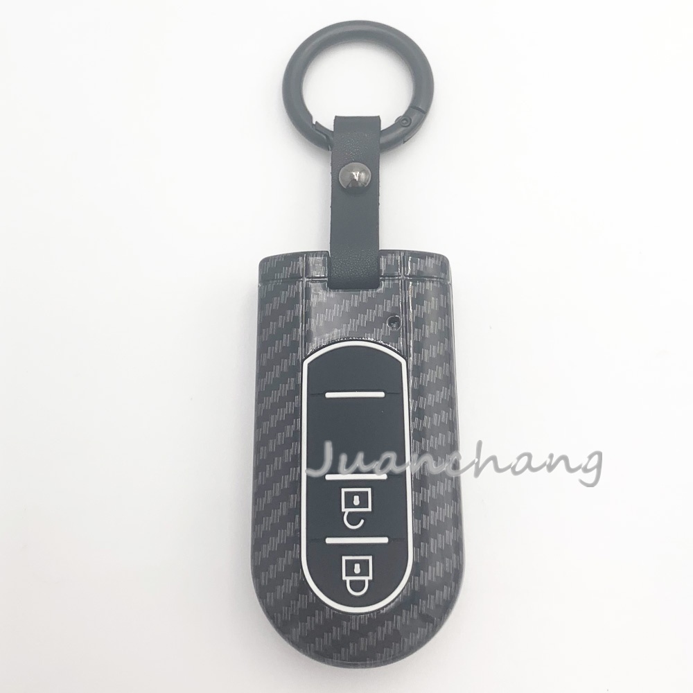 Carbon fiber ABS Protect Key Cover Case Untuk Toyota RUSH wigo ALL NEW Rush2018/Veloz2019 Tanto Smart Key holder Gantungan Kunci keyring Aksesoris Mobil