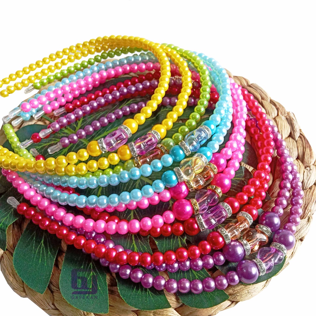 Isi 6 Pcs Bando Mutiara Mote Sintetis Mutiara MultiWarna