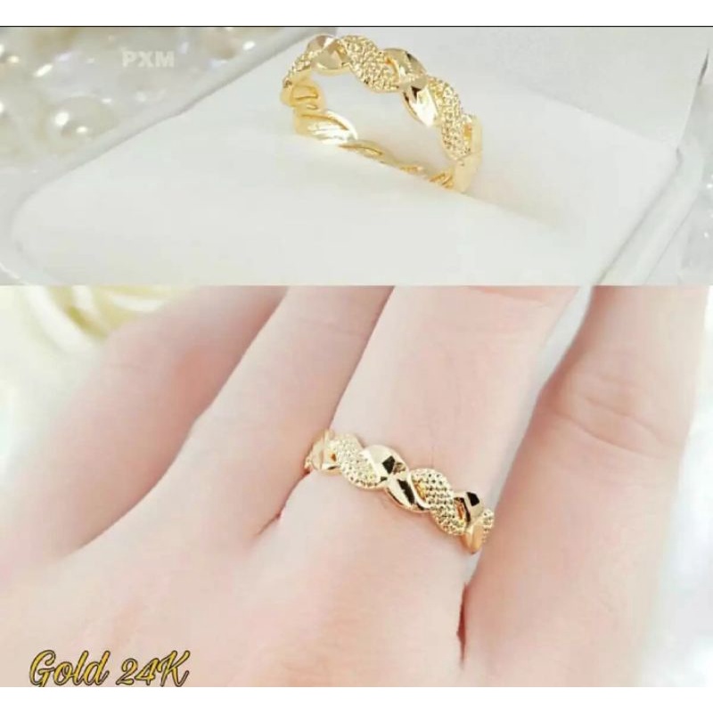 cincin motif ukir gold perhiasan wanita lapis emas gold aksesoris fashion wanita