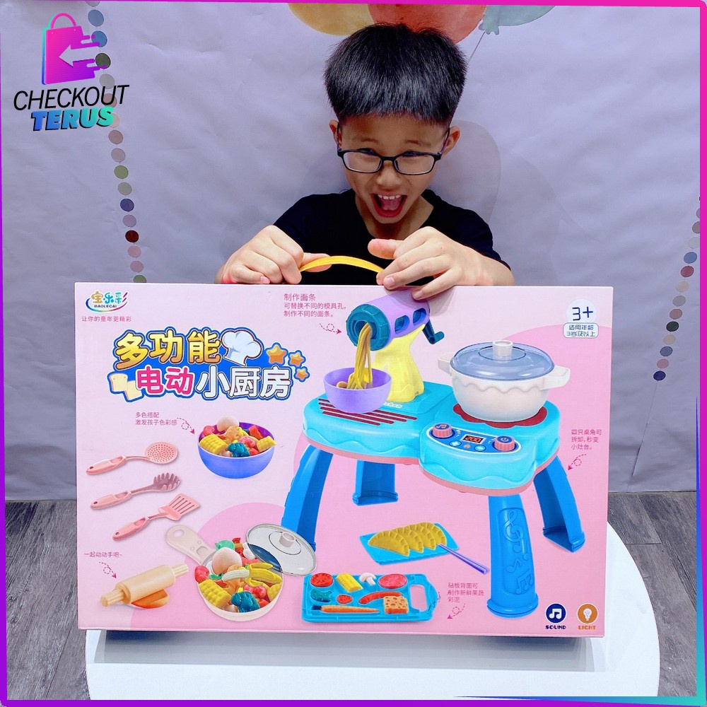 CT M162 Mainan Kitchen Set Anak Perempuan Plastisin Cetakan Mie Mainan Dapur Masak Masakan Pretendplay