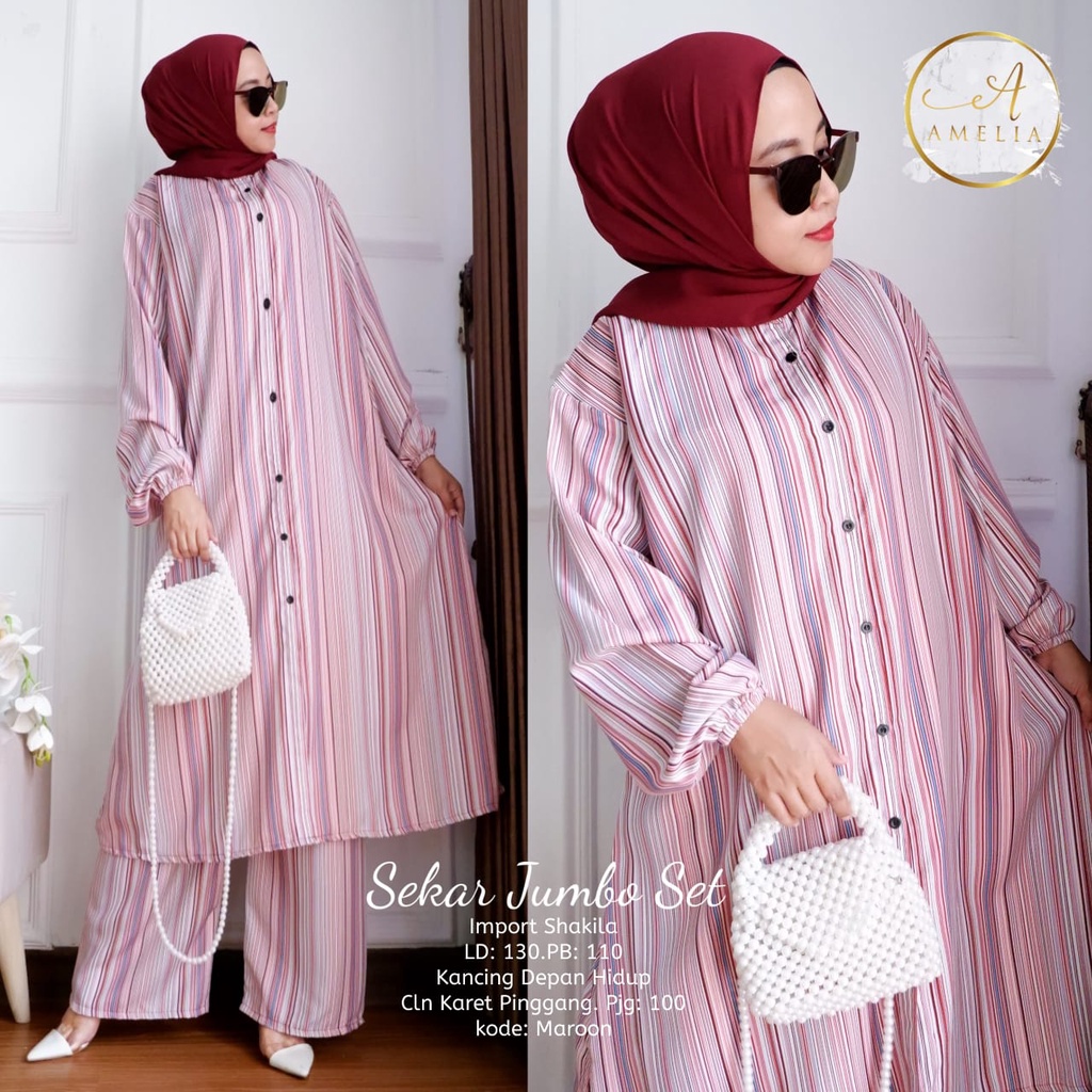 SEKAR JUMBO SET / STRIPE SET JUMBO AMELIA / SETELAN BIGSIZE