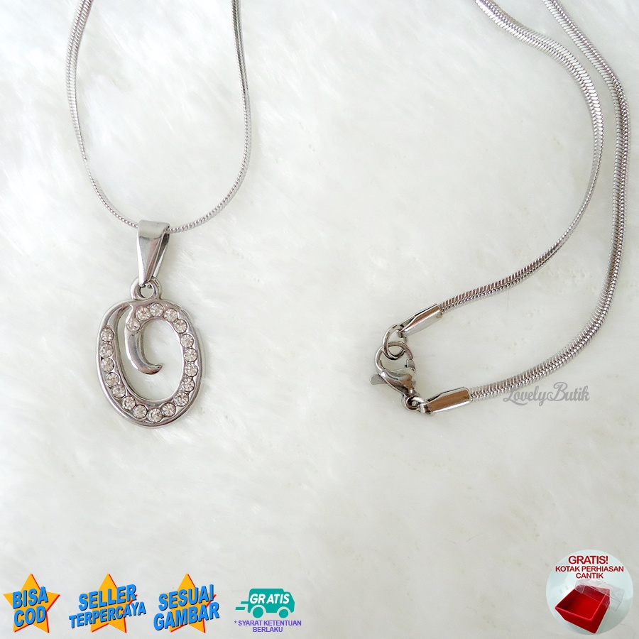 Lovelybutik Honey Kalung Inisial Huruf Titanium Anti Karat Kalung Hurup Abjad Alphabet Ins O Klasik  BONUS KOTAK PERHIASAN