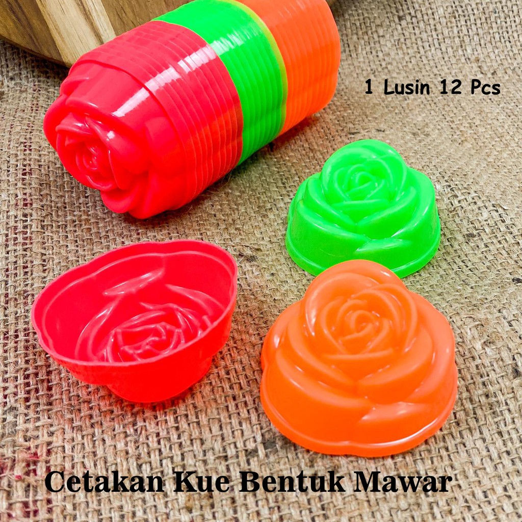 Cetakan Kue Kukus Berbentuk Mawar 1 Lusin - Cetakan Bolu Mini