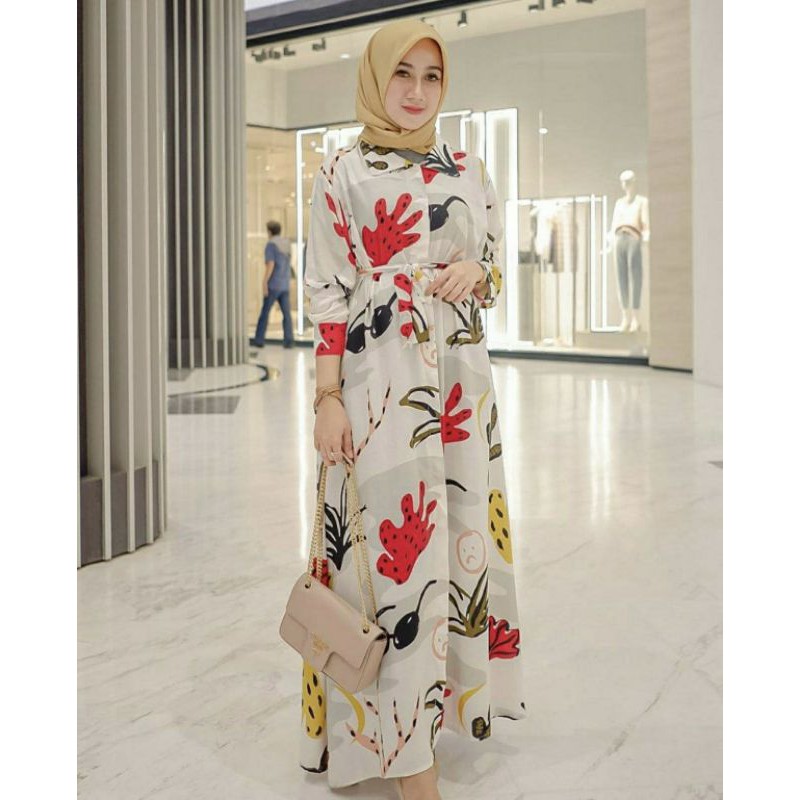 Dress Rayon Maulina Busui kaktus white