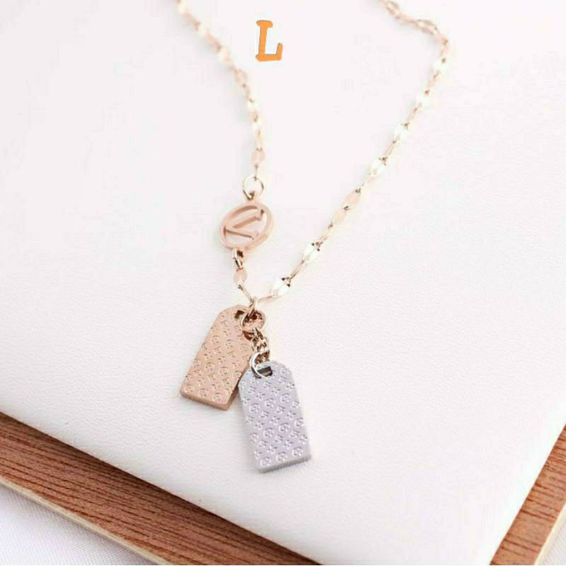 Kalung Titanium Fashion Korea Stylish Simple Model Plat Anti Karat &amp; Hitam