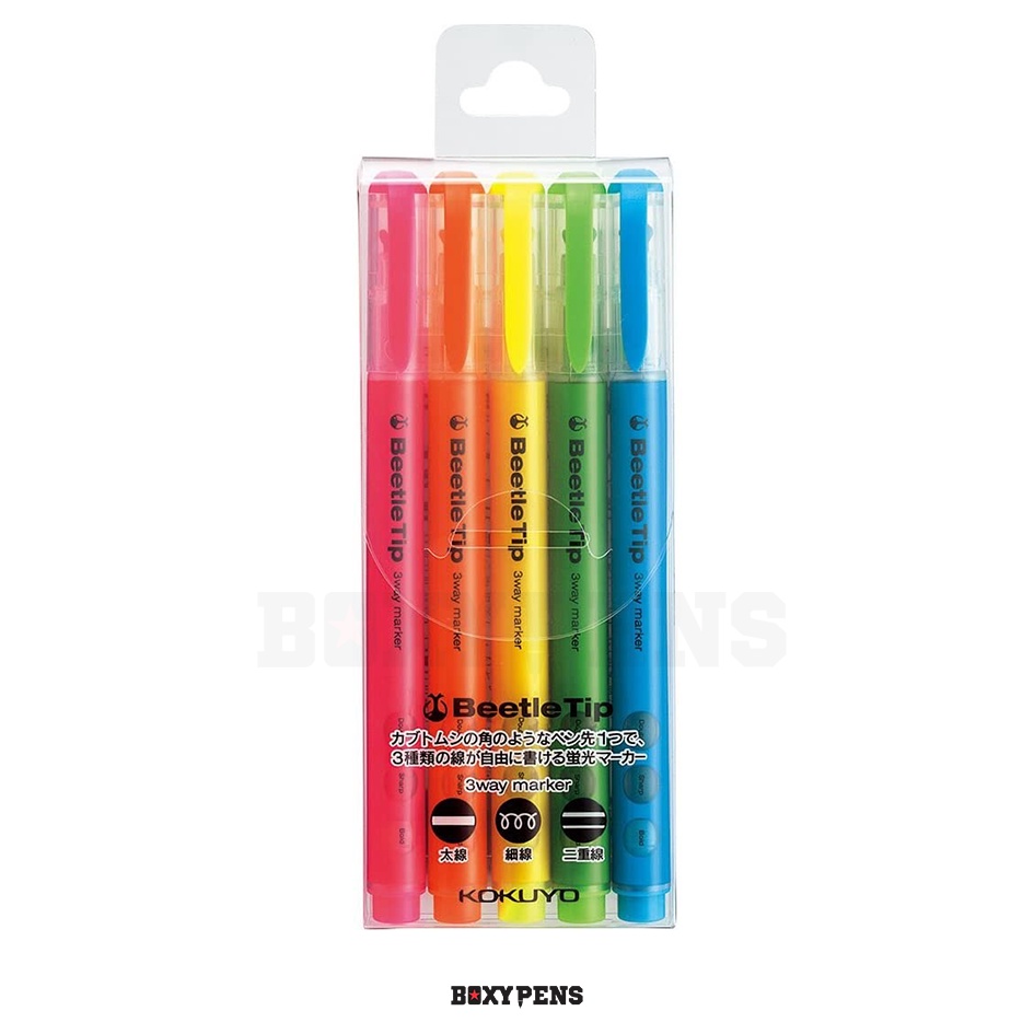 

Kokuyo Beetle Tip 3way Highlighter Pen - 5 Color Set